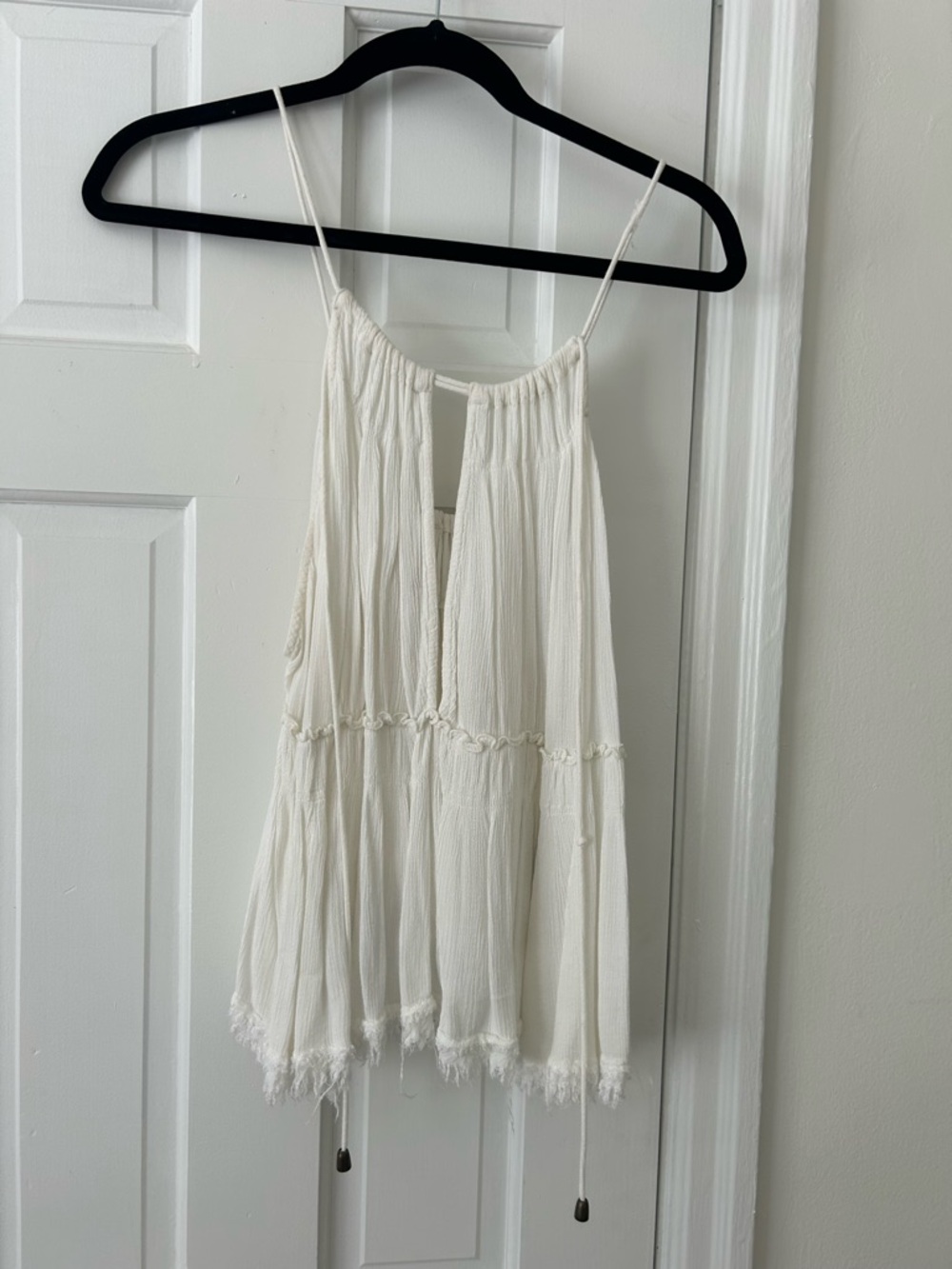 Free People Ivory Tiered Spaghetti-Strap Camisole